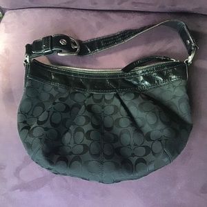 COACH Soho Signature Canvas And Patent Leather Bag Black F13740